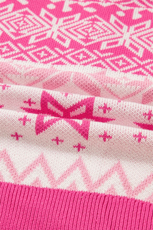 Geometric Christmas Snowflake Quarter Zip Collar S