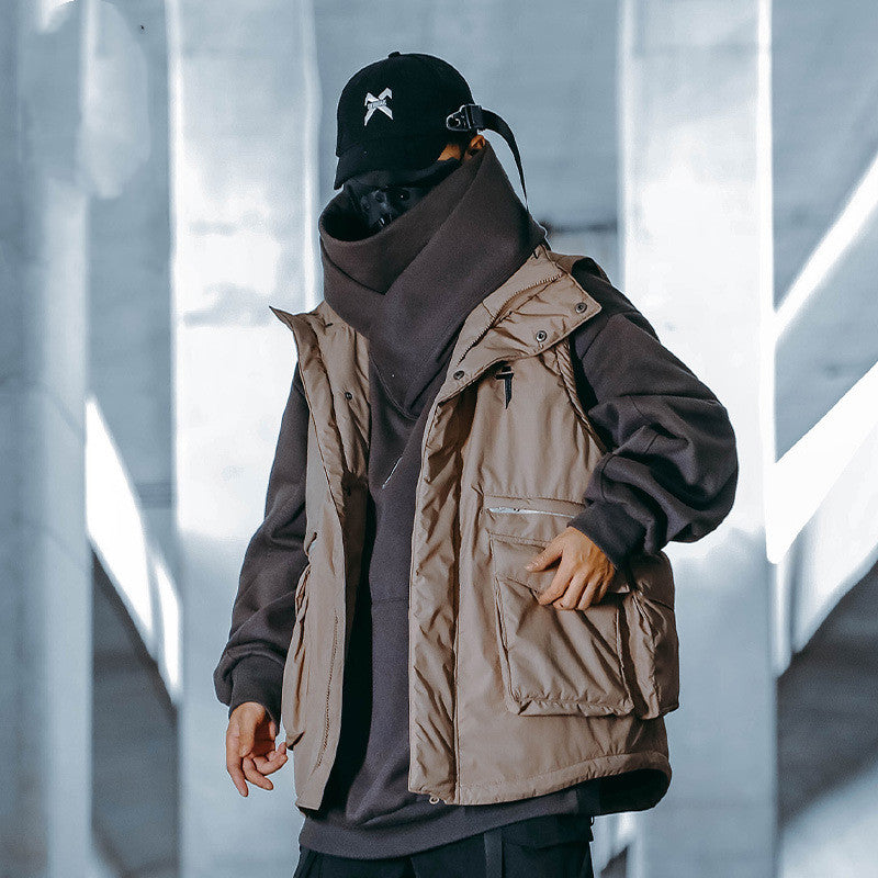 Men's Loose Casual Fish Mouth Hat Cotton-padded Jacket