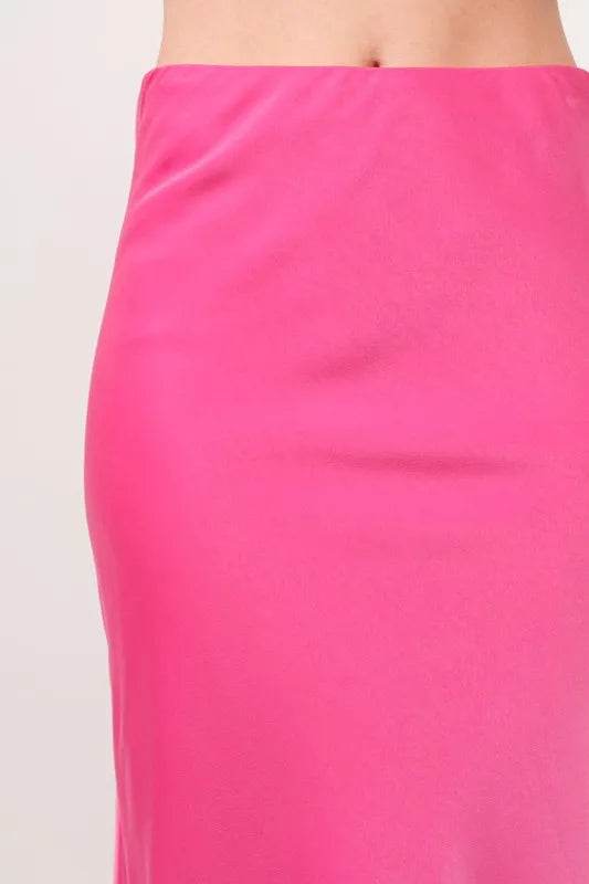 And The Why Solid Satin Midi Skirt