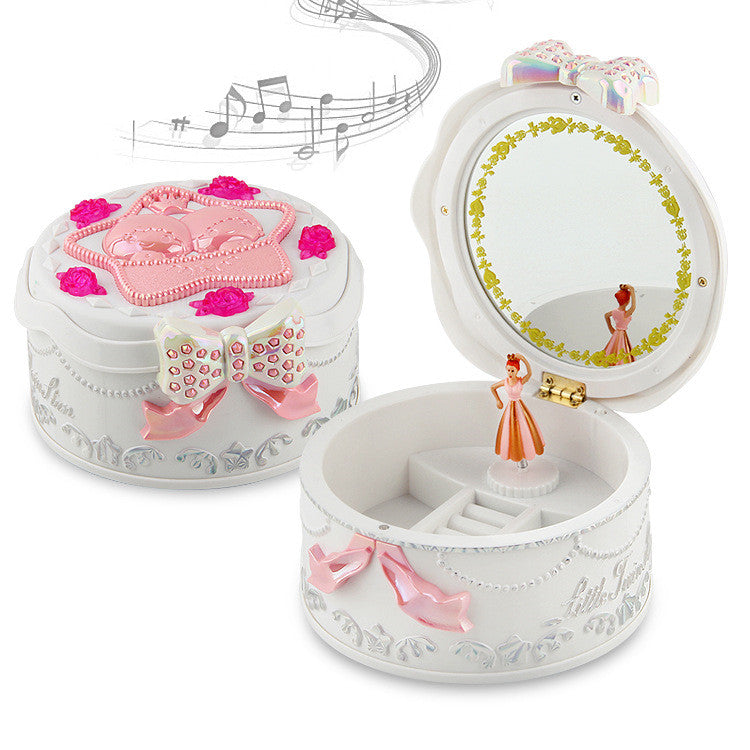 Rotating Ballet Music Box With Makeup Mirror