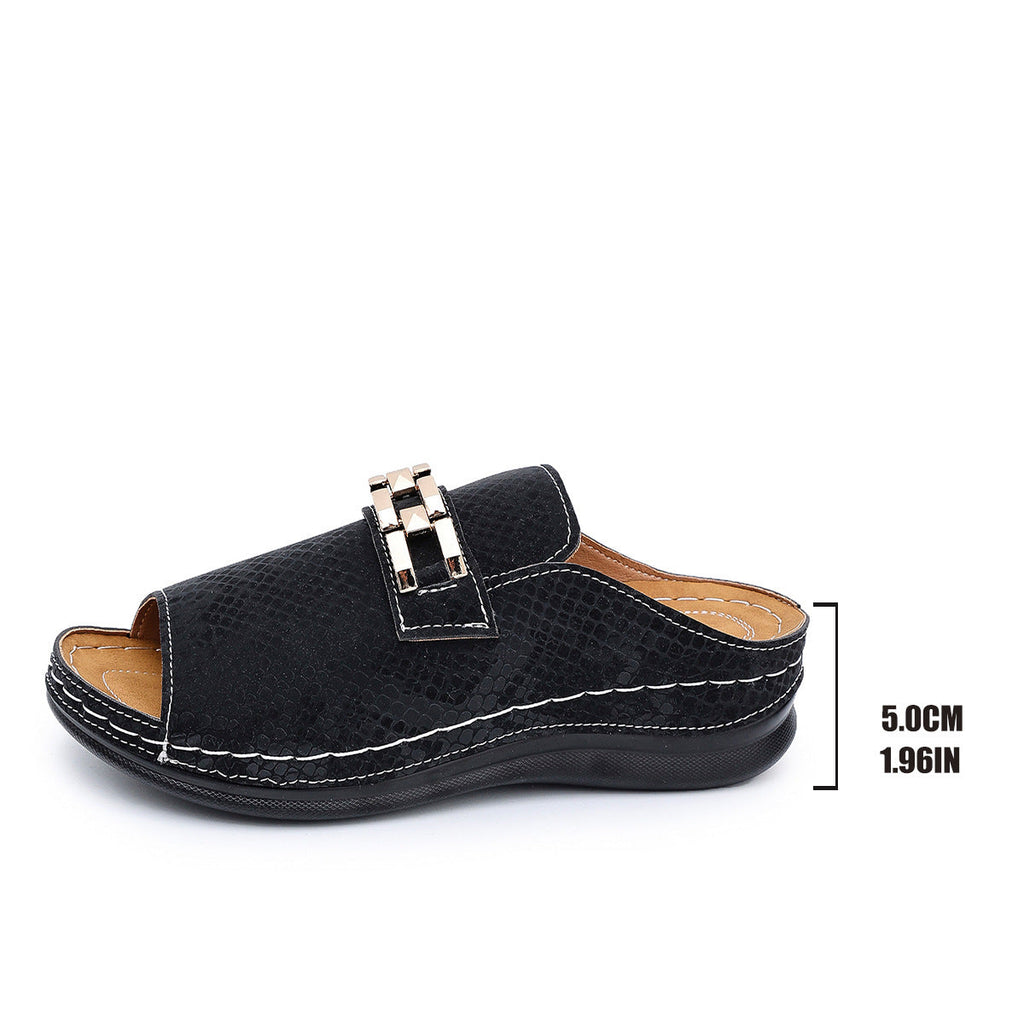 Plus Size Wedge Platform Slippers Cool Beach Leopard Slippers