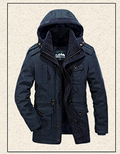 Men's Thick Cotton Jacket with Hood for Winter