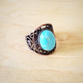 Blue Turquoise Antique Copper Filigree Setting