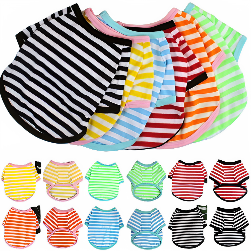 Stripe Spring Dog T-shirt Soft Small Medium Dog Puppy Clothing Shirt Vest Printed Pet Dog Puppy Vest T-shirt Dog Cloth