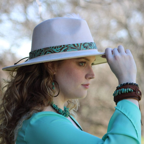 Leather Cuff with Large Natural Turquoise Chunks