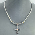 Two Tone Gold and Silver Finish Filigree Necklace