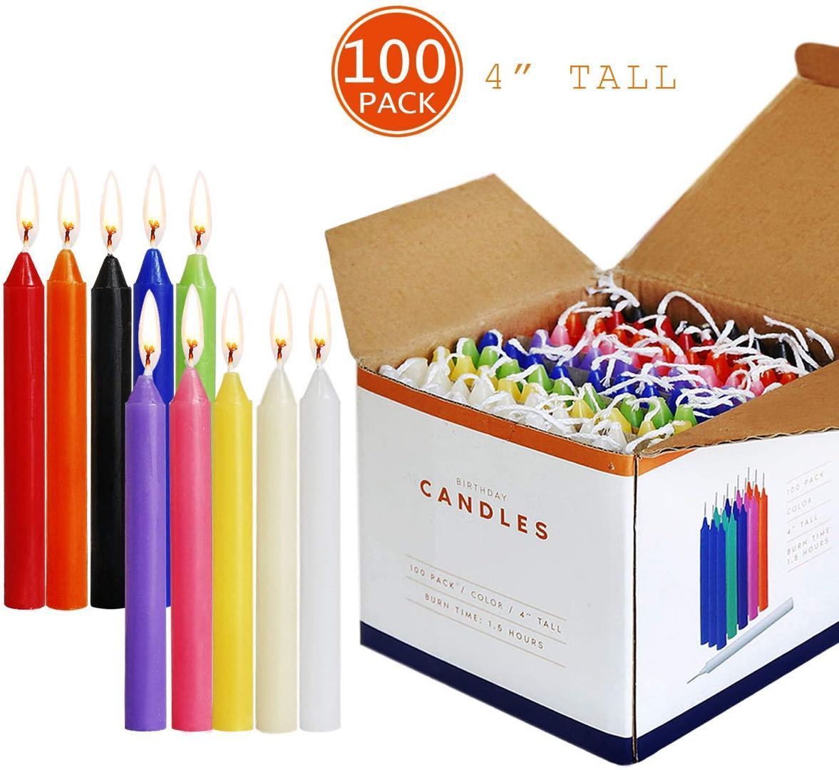 100 Colorful Birthday Candles Smokeless And Tasteless Pole Candle
