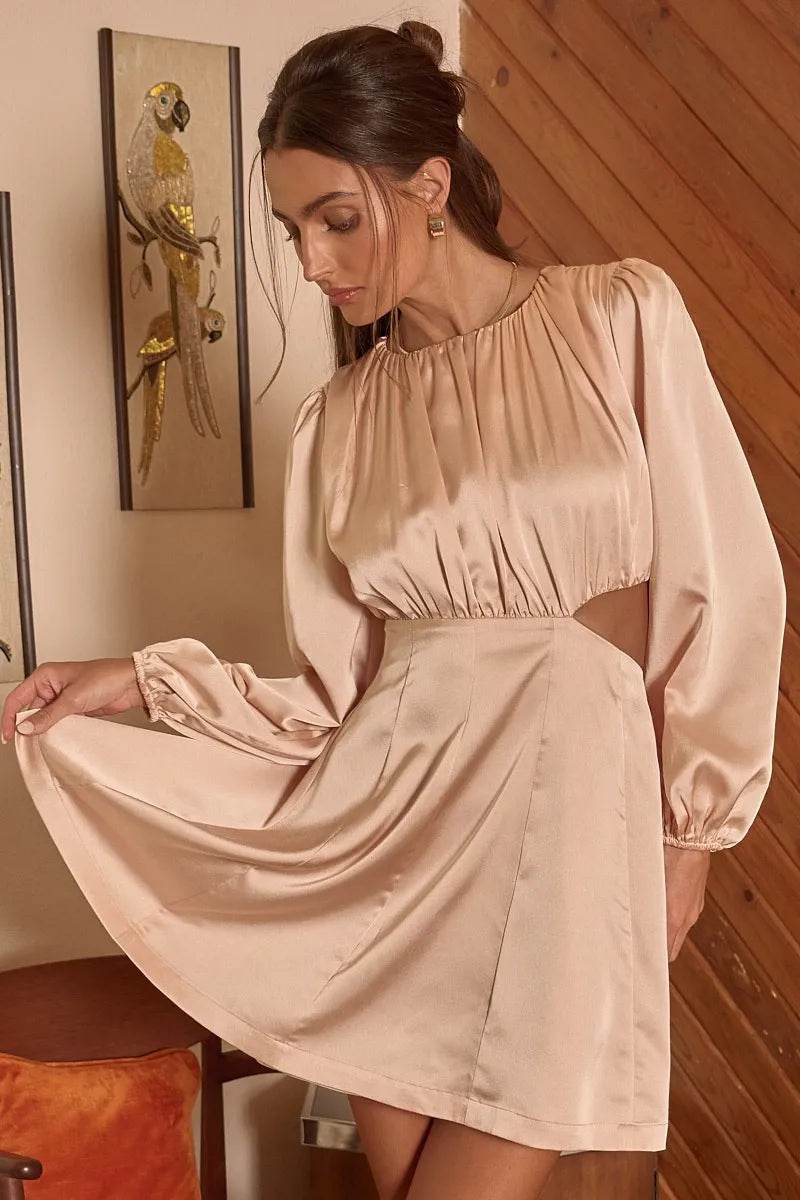 Mittoshop Satin Side Cutout Detail Mini Dress