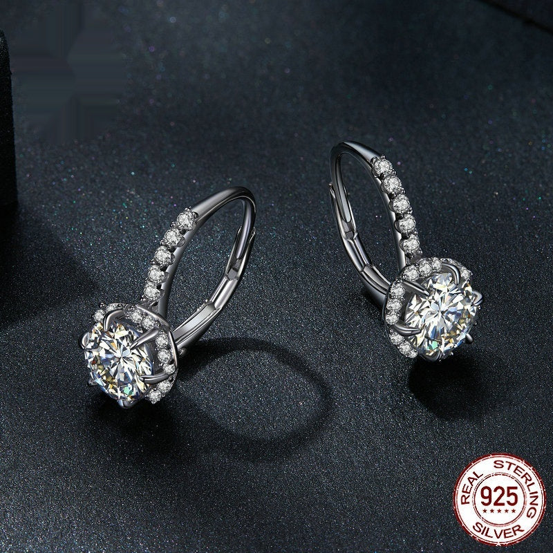 Sterling Silver Simple Elegant Moissanite Earrings