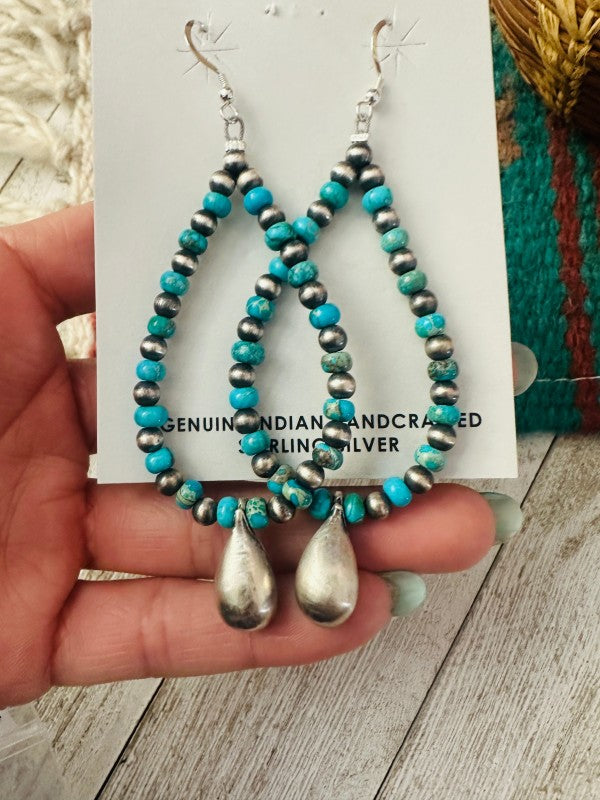 Navajo Turquoise & Sterling Silver Pearl Beaded Ho
