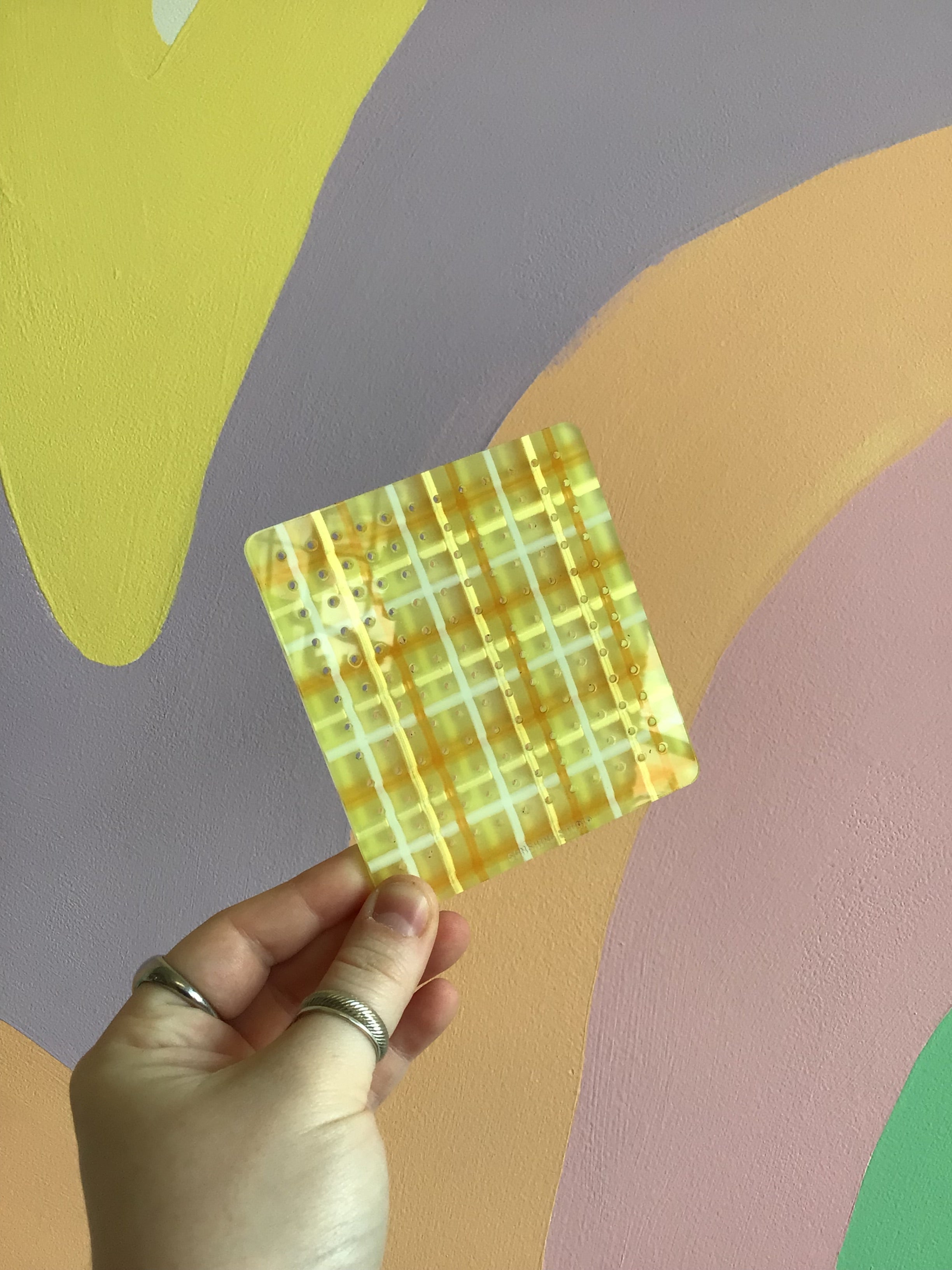 Metallic Yellow Plaid Earring Holder