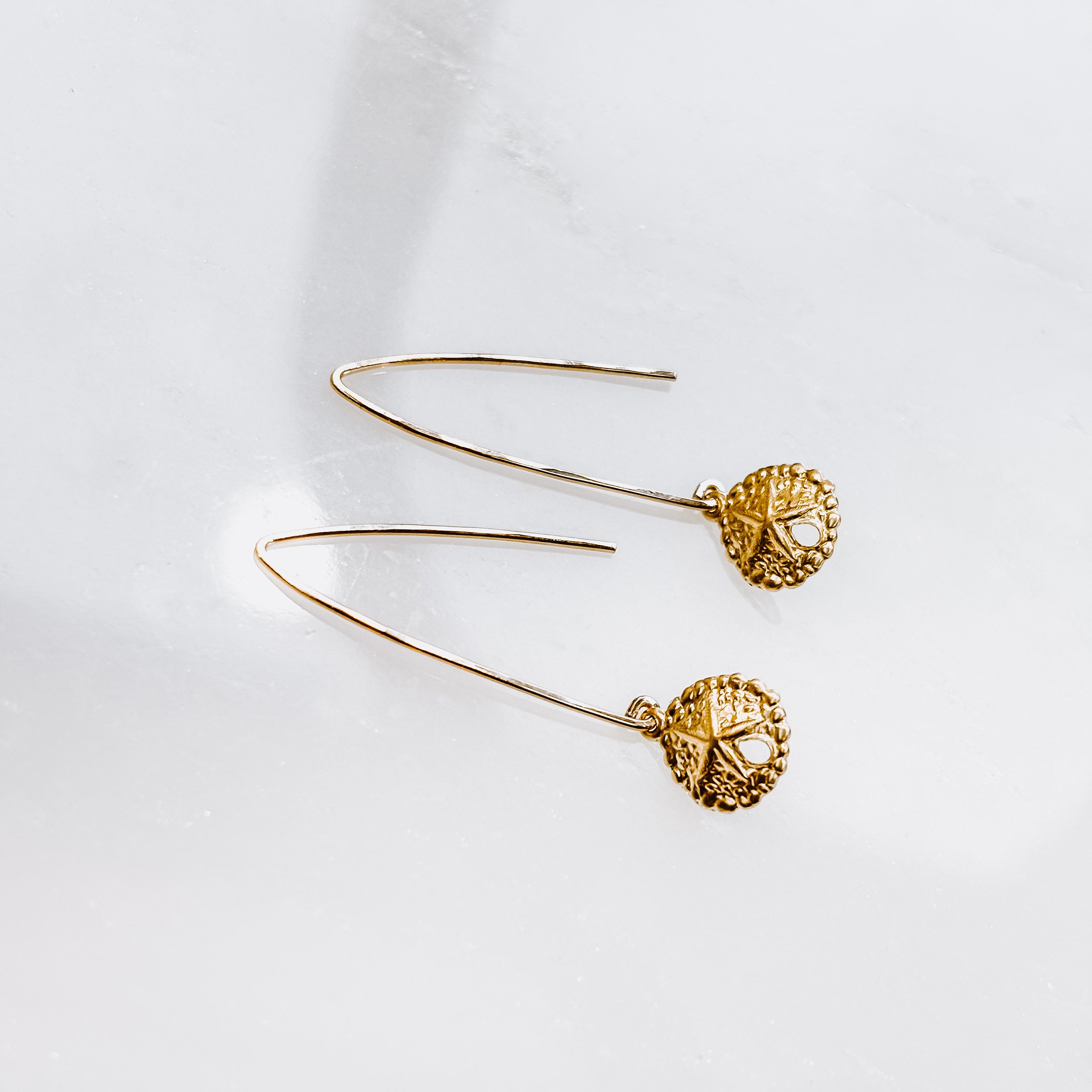 Sand Dollar Threader Earrings