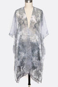 Tie Dye Lace Trim Kimono Cardigan