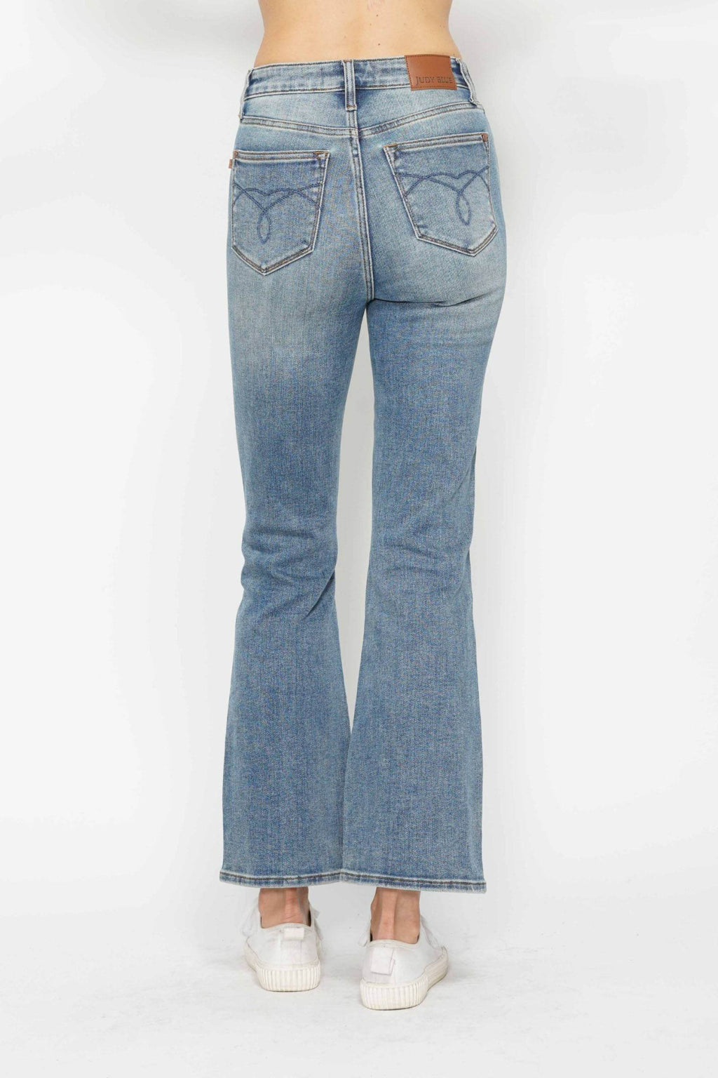 Judy Blue Full Size Tummy Control Back Embroidered Pocketed Bootcut Jeans Plus Size