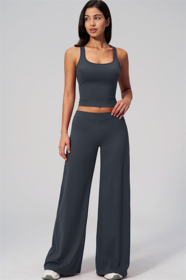 The Revive Crop Top Straight Leg Pants 2-Piece Set