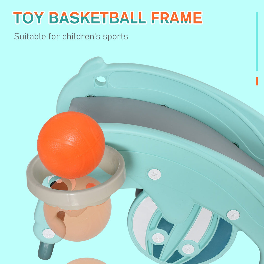 3-in-1 Kids Portable Slide Rocking Horse Toy with Basketball Hoop for Age 1.5-3 Boys and Girls
