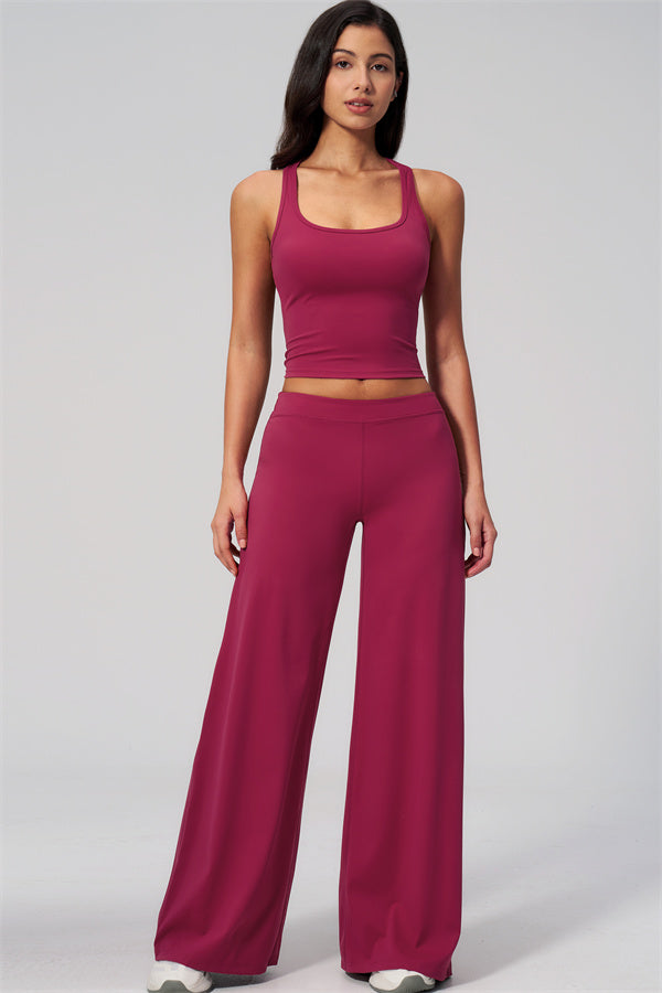 The Revive Crop Top Straight Leg Pants 2-Piece Set