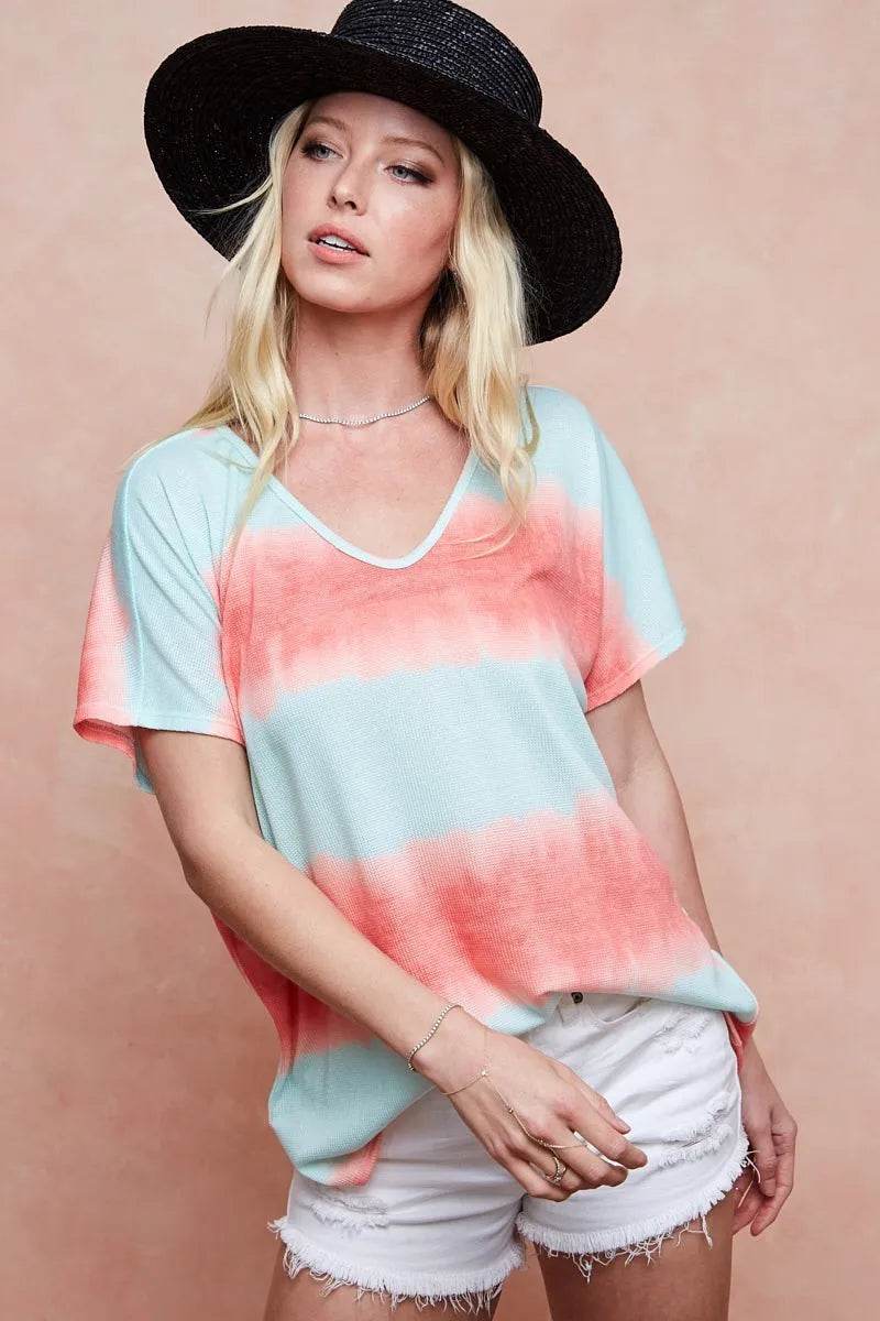 BiBi Tiedye Printed Hacci Knit Top