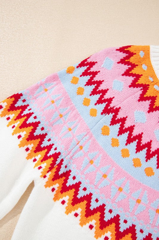 Avery Print Drop Shoulder Sweater
