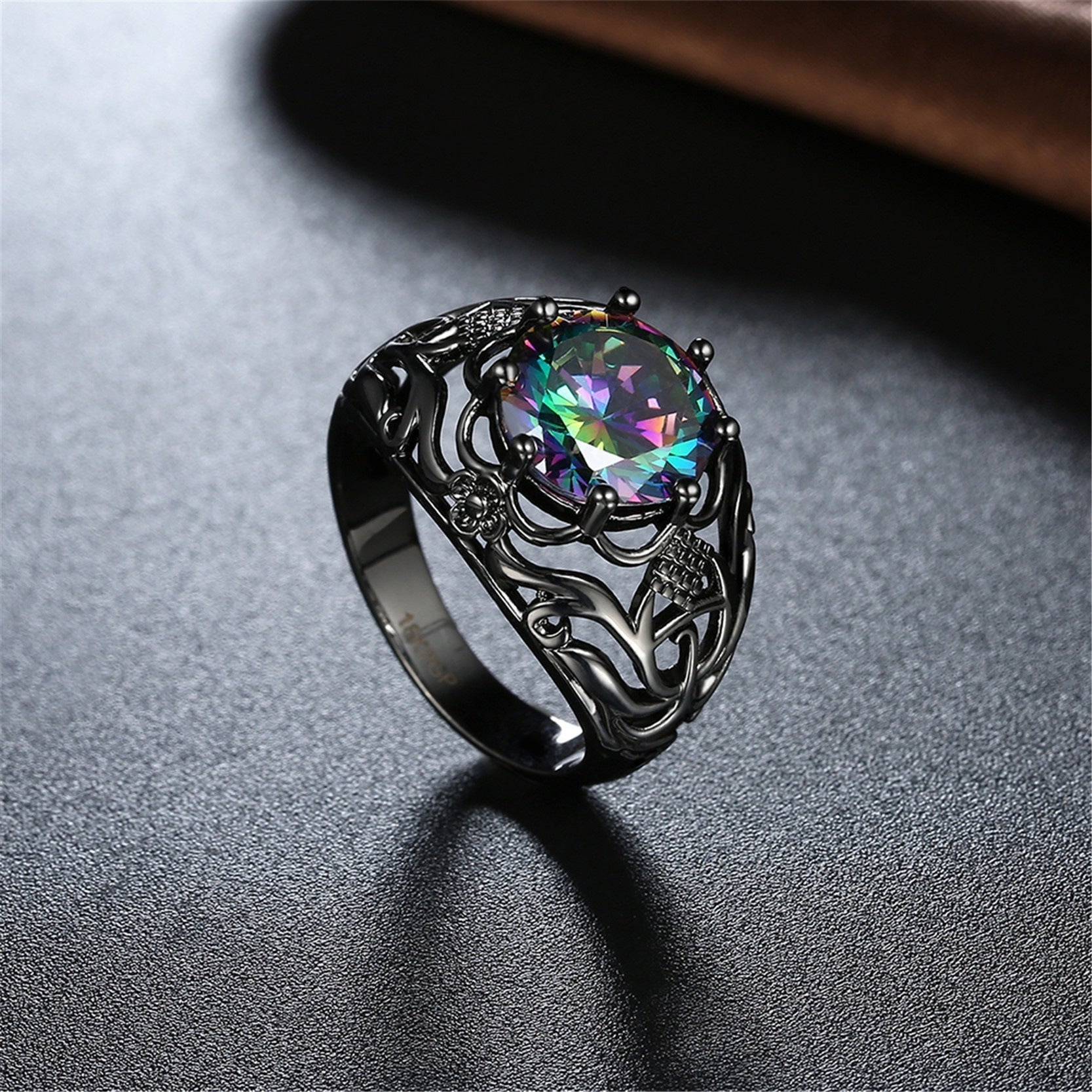 Creative New Fashion Color Zircon Hollow Ring