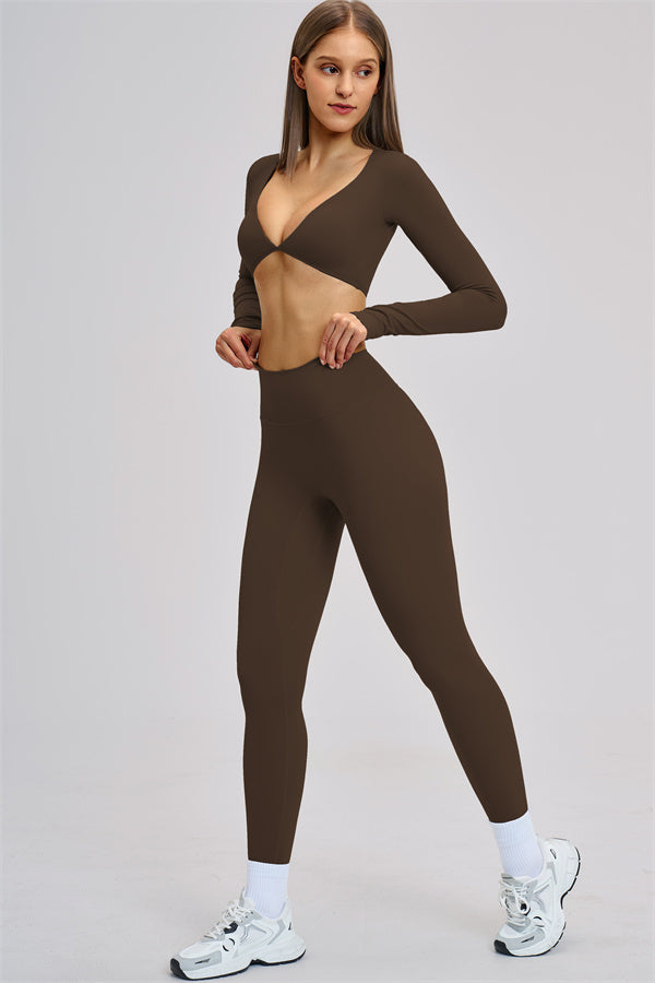 The Zestful Long Sleeve Crop Top Leggings 2-Piece Set