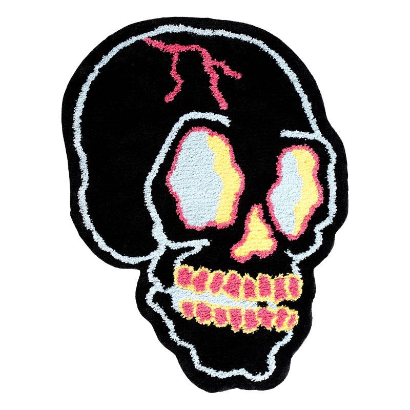Special-shaped Fashion Black Skull Household Absorbent Non-slip Floor Mat