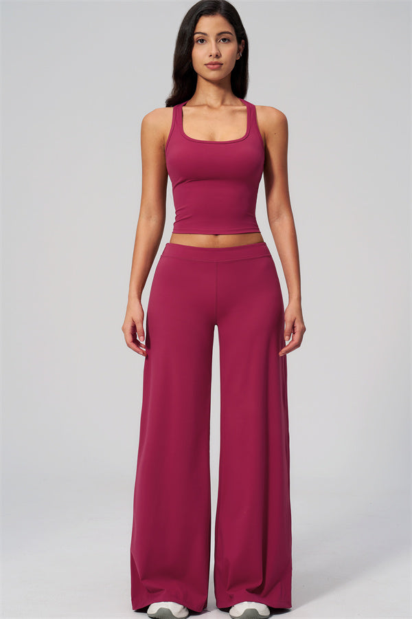 The Revive Crop Top Straight Leg Pants 2-Piece Set