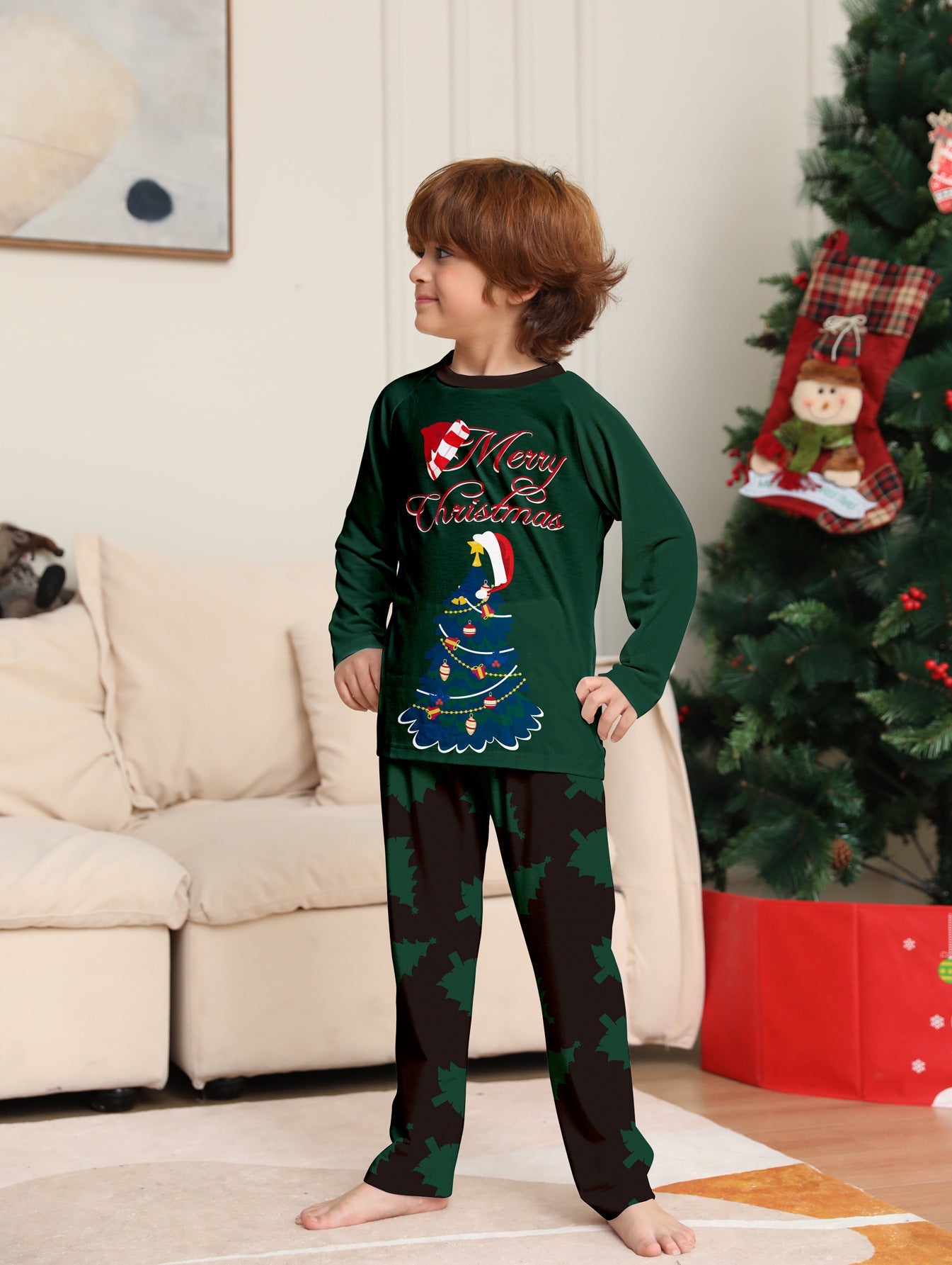 Tree Printed Long-sleeved Homewear Pajamas