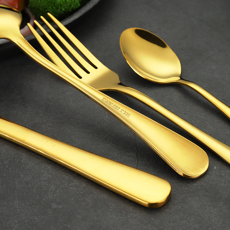 24-Piece Stainless Steel Tableware Set - One-Piece Molded Knife Fork Spoon Collection
