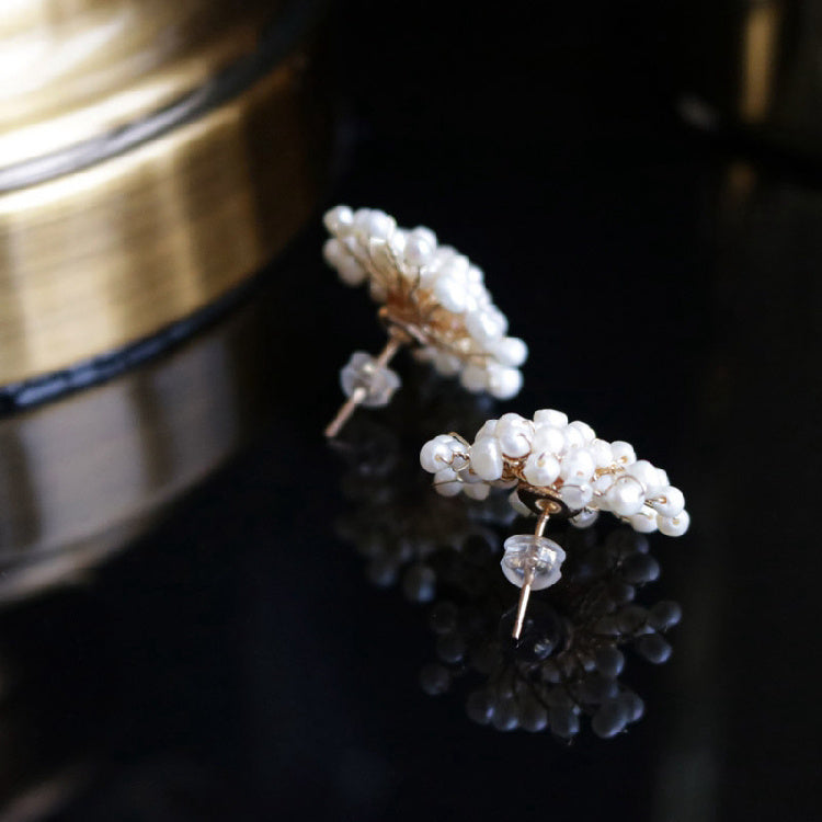 Female Fashion Temperament Earrings, Natural Freshwater Pearl Snowflake Earrings