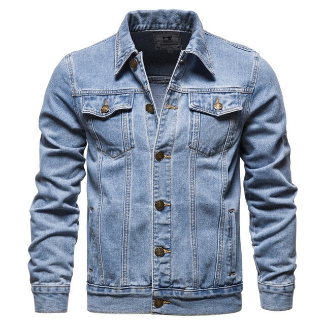 Men's Casual Blue Denim Jacket - Slim Fit Jean Jacket