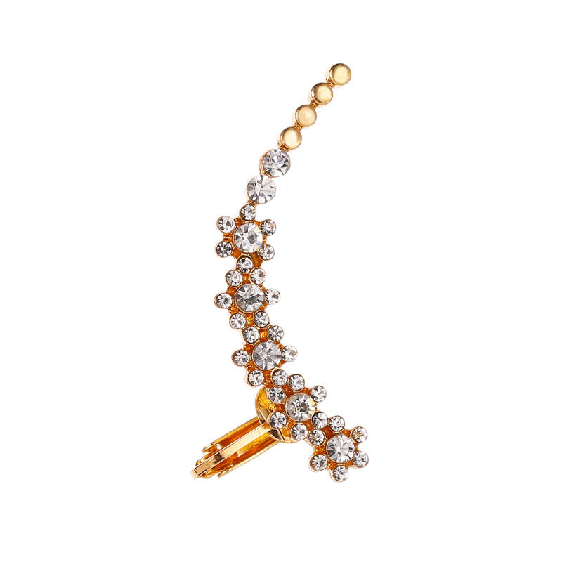 Elegant Crystal Butterfly Flower Ear Clips – Chic &amp; Feminine Statement Piece