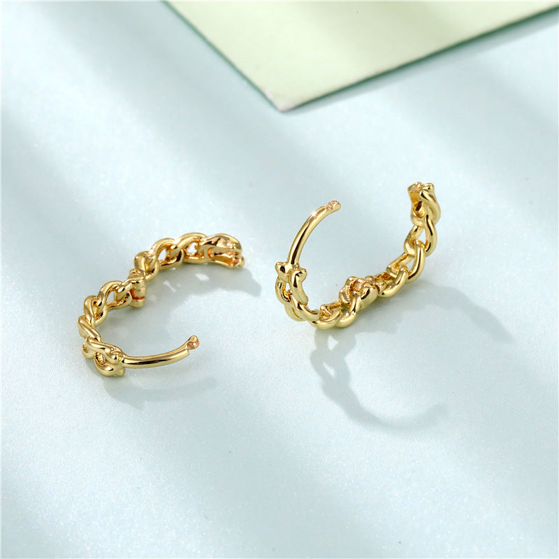 Glossy Chain Ear Clip Women's Simple Twist Earrings