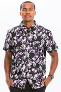 Weiv Mens Print Hawaiian Button Down Shirt WS7015