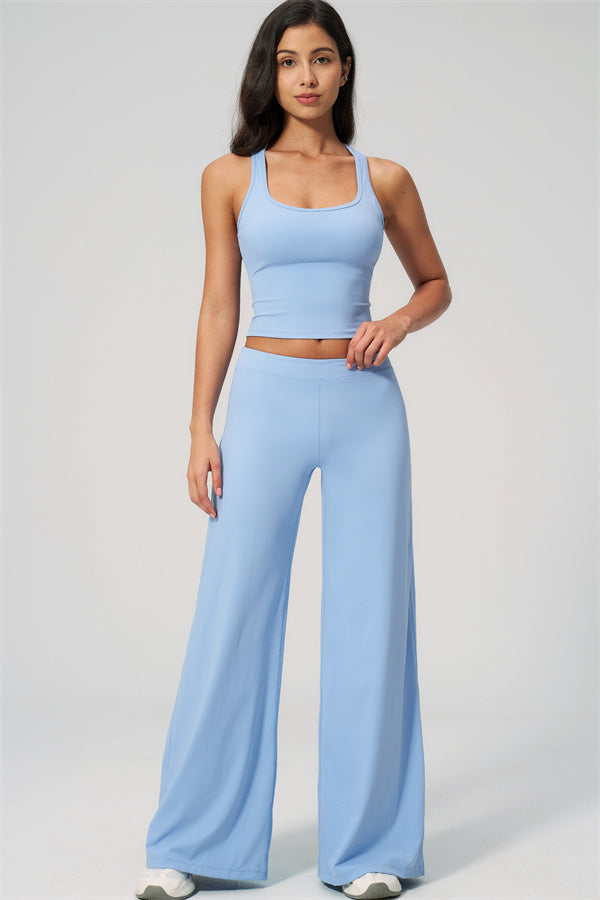 The Revive Crop Top Straight Leg Pants 2-Piece Set