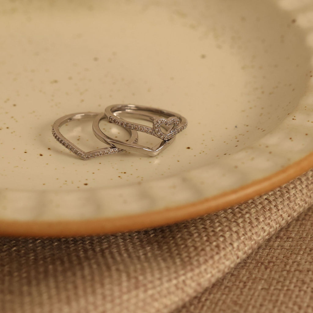 Jewelry Shining Love Wish Bone Stacking Ring