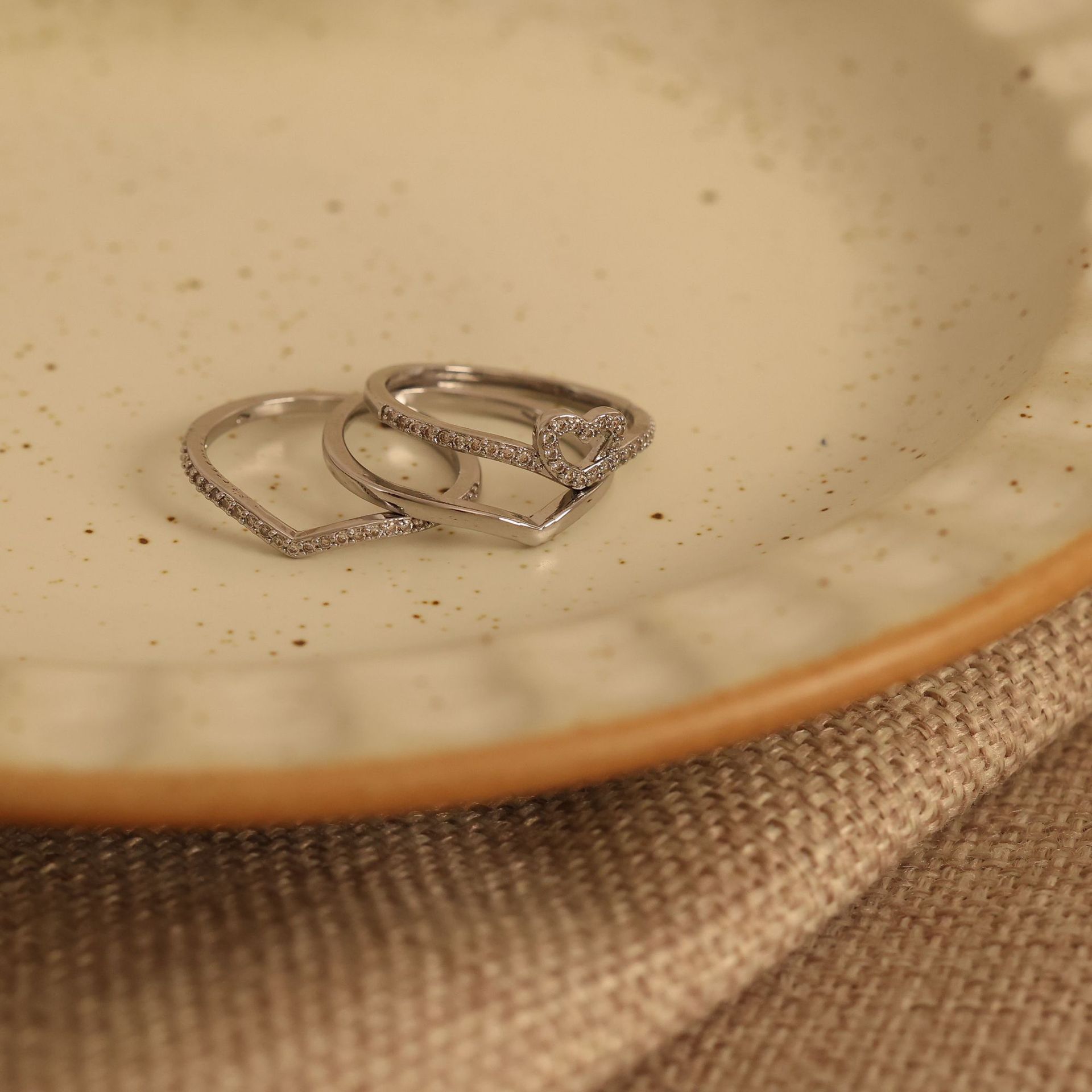 Jewelry Shining Love Wish Bone Stacking Ring