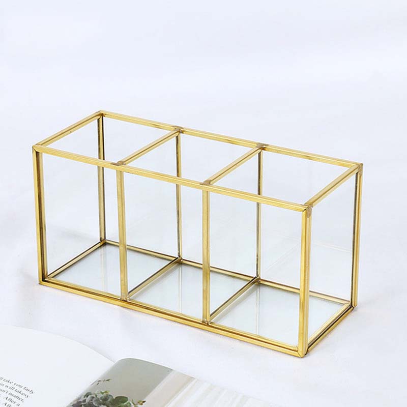 Glass makeup brush storage bucket
