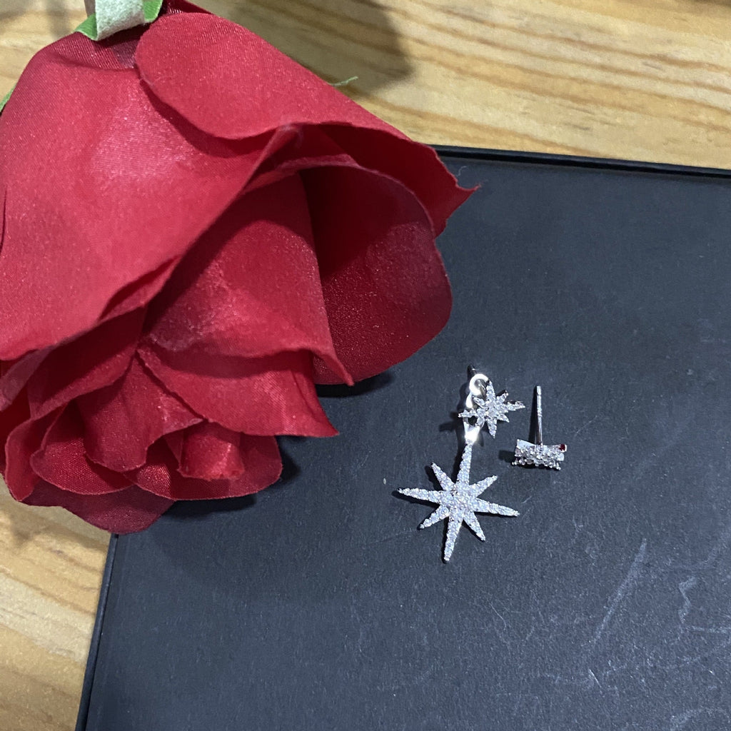 Six-pointed star 925 sterling silver zircon ladies earrings