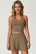 The Boost Halter Crop Top Tennis Skirt 2-Piece Set