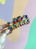 Rainbow Pixels Hair Claw