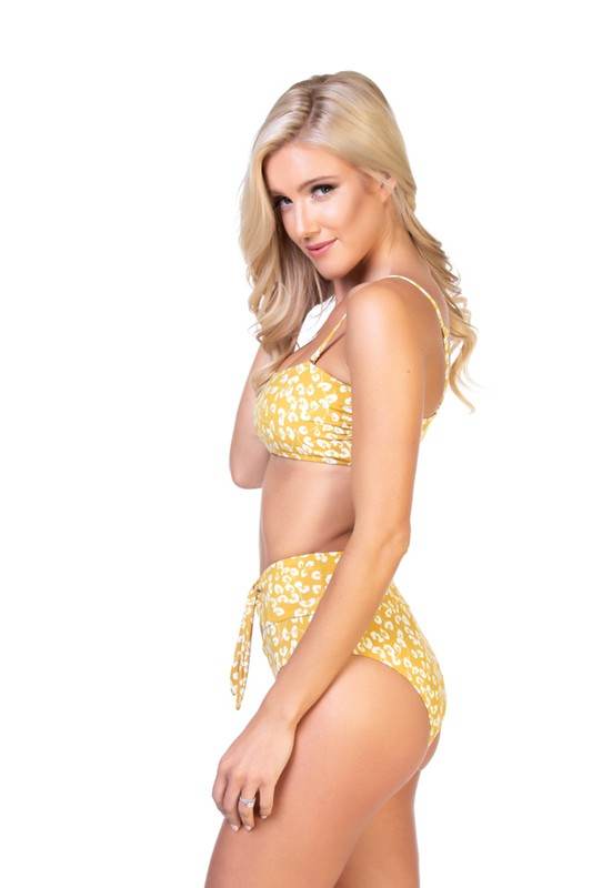 YELLOW FLORAL BANDEAU BIKINI SET