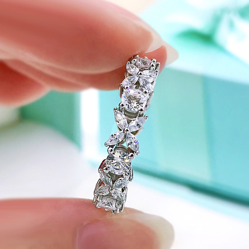 Diamond Ring Silver Plated Small Diamonds