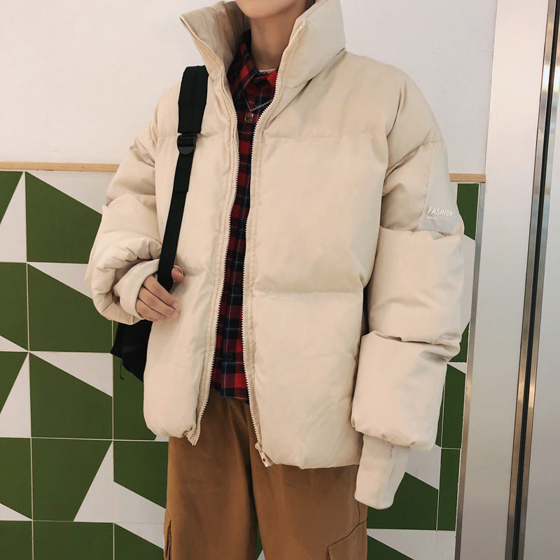 Solid Color Couple Loose Student Cotton Jacket
