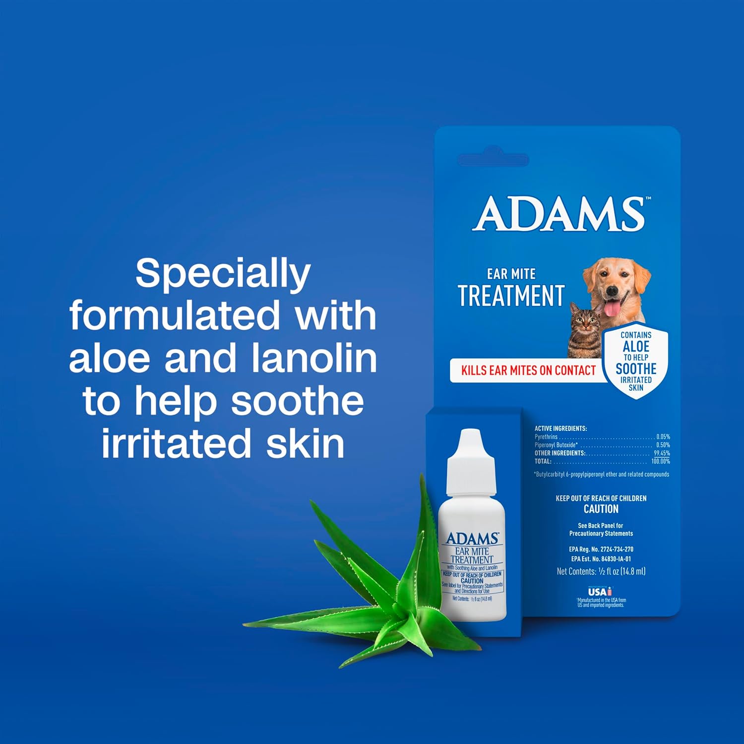 Adams Flea and Tick Ear Mite Treatment Pet Care, 0.5 oz.