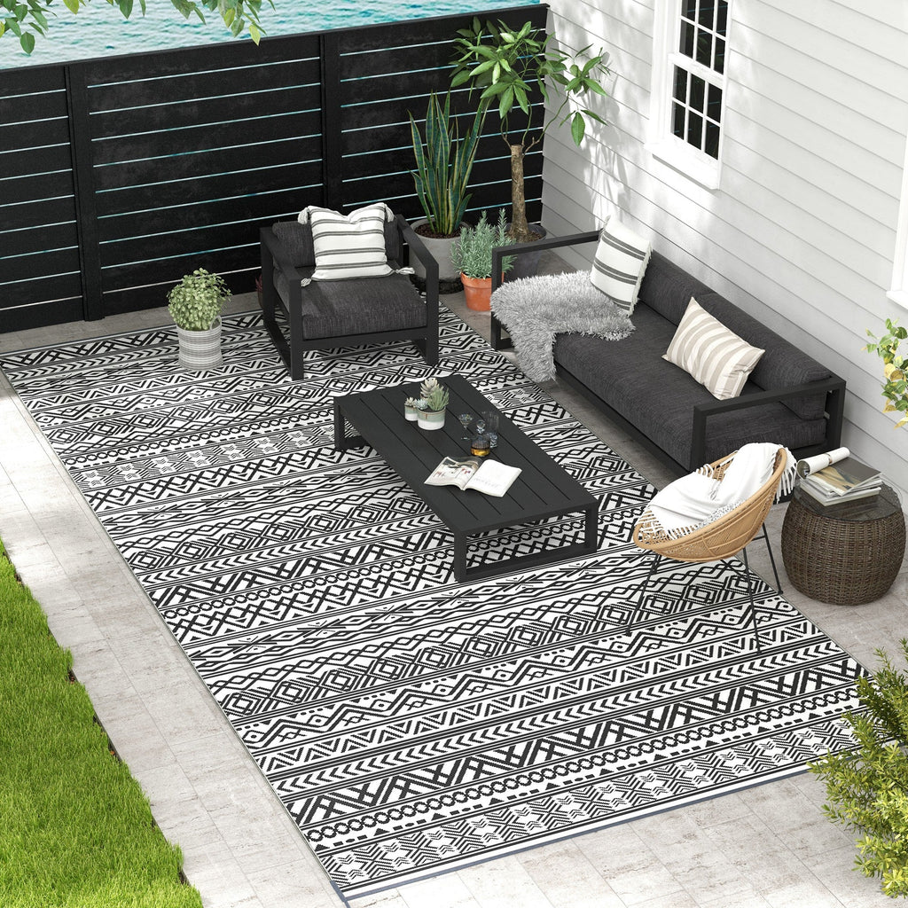 Reversible Outdoor Rug Carpet RV Camping Rugs with Carry Bag