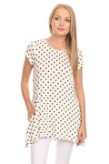 Polka dot print short sleeve relaxed fit tunic