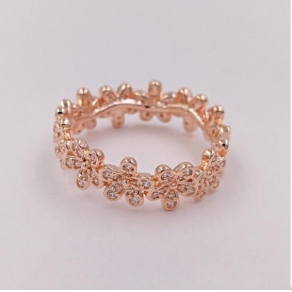 Rose gold dazzling daisy cluster ring