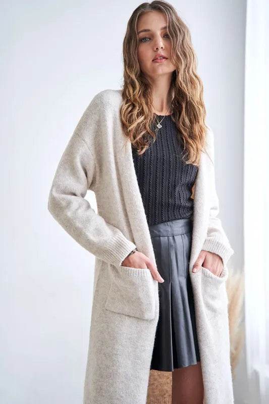 ADORA 2tone Sweater Open Cardigan