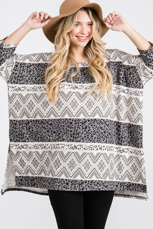 TRIBAL PRINT OVERSIZE TOP